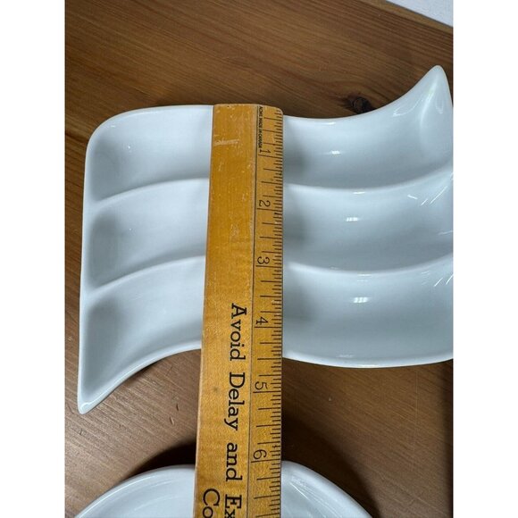 1999 Crate & Barrel White Porcelain Appetizer Oil Dip Dishes 3 Shapes Lot of 3 - Picture 13 of 13